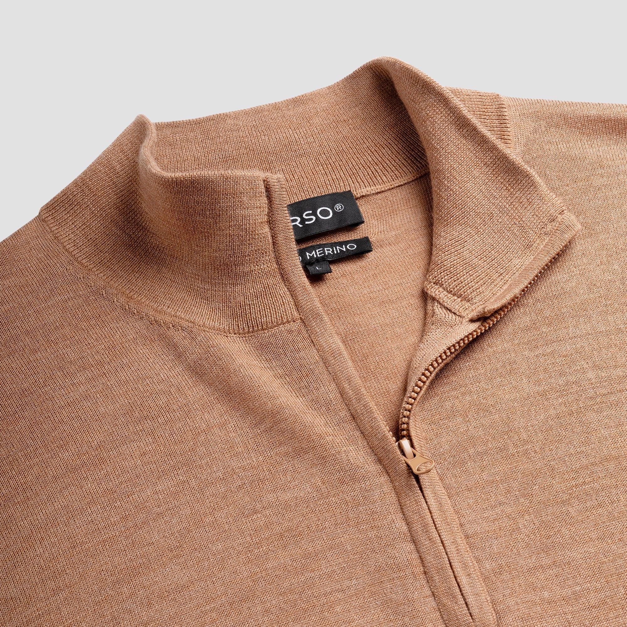 Zip Up 100% Merino  - Tuscan Camel (TEST DATA)