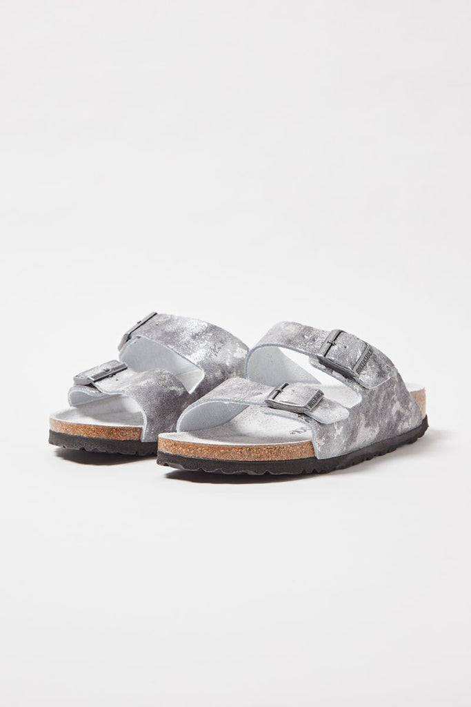 Mules En Nubuck Arizona - Argenté Métallisé - Femme - Birkenstock1 - The Bradery