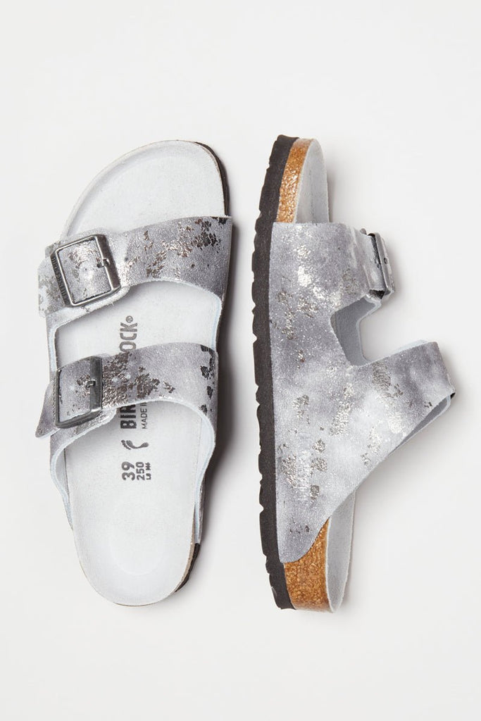 Mules En Nubuck Arizona - Argenté Métallisé - Femme - Birkenstock1 - The Bradery
