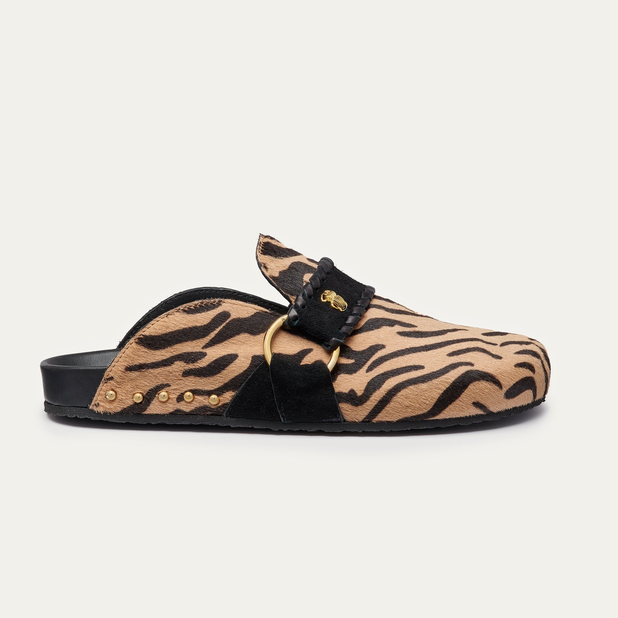 Mules Georgette Cuir Imprime Tora