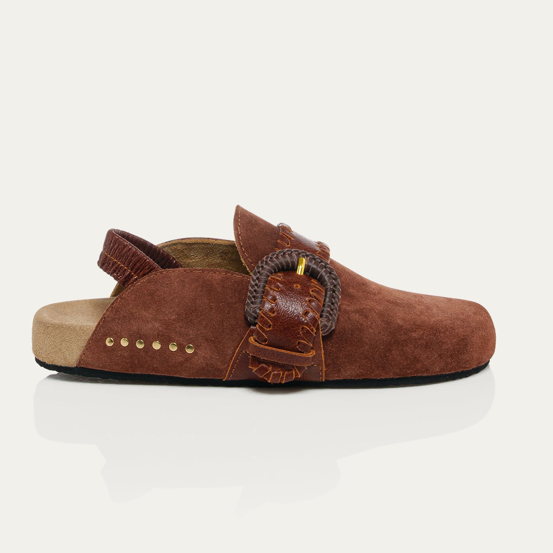 Mules Georgette Veau Velours Cognac