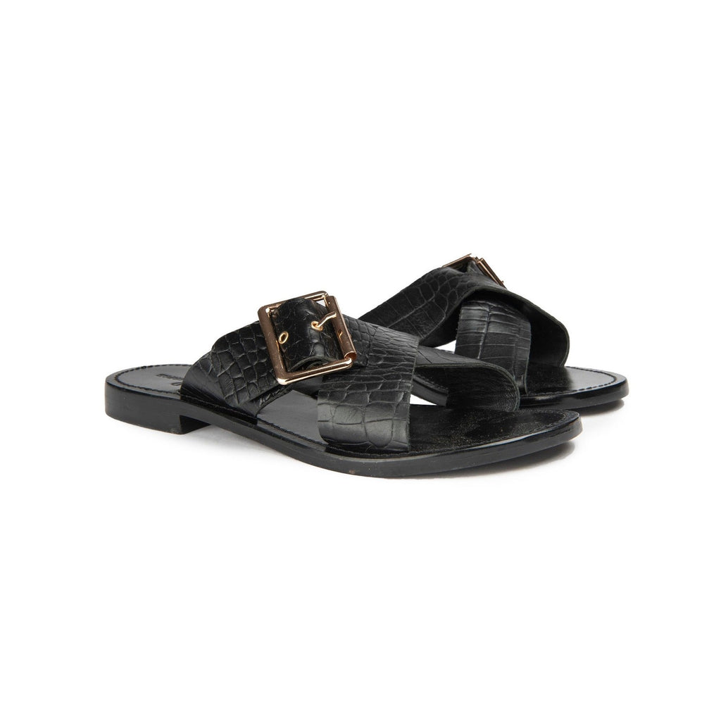 Mules Keya - Croco Noir - Couleur Pourpre - Couleur Pourpre* - The Bradery