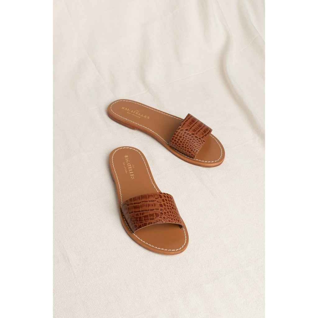 Mules York - Tan Croco Mules Les Bagatelles