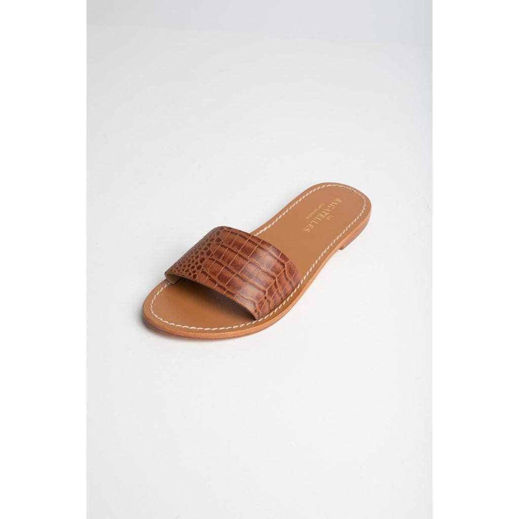 Mules York - Tan Croco Mules Les Bagatelles