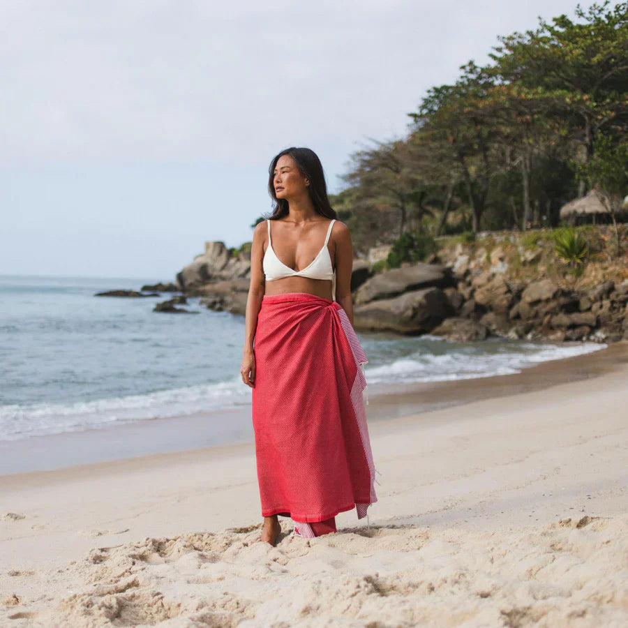 Fouta Nid D'Abeille - Rouge