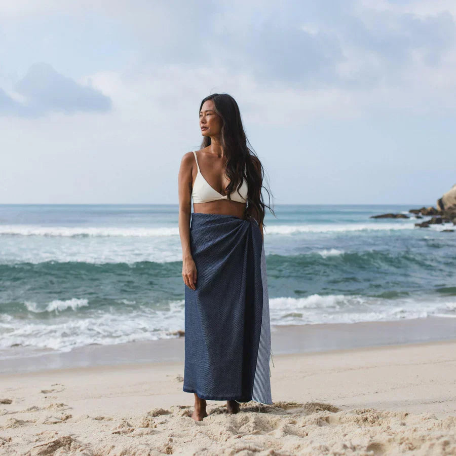 Fouta Nid D'Abeille - Bleu Marine