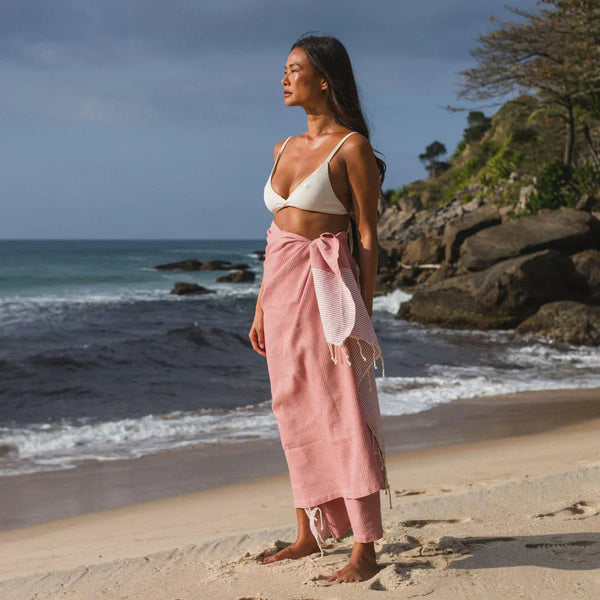 Fouta Nid D'Abeille - Rose Poudré
