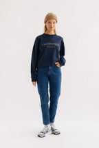 american navy blue fleece fabric women sweater 