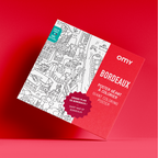 Pochette du poster géant à colorier Bordeaux par OMY – plan de la ville à colorier pour enfants et adultes