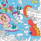 Détail colorié du poster Océan avec sirène, pieuvre, corail et monde marin ludique