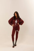 SWEAT ANGIE BURGUNDY / SEQUIN ARGENT S/M - ONE TEE