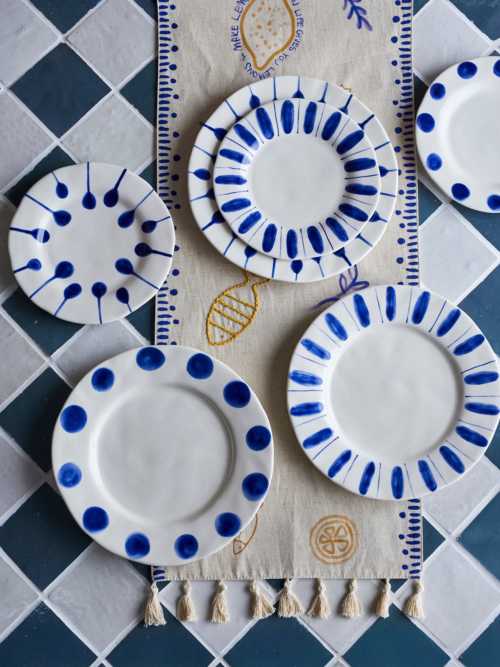 Linora - Assiette - Bleu - Grès