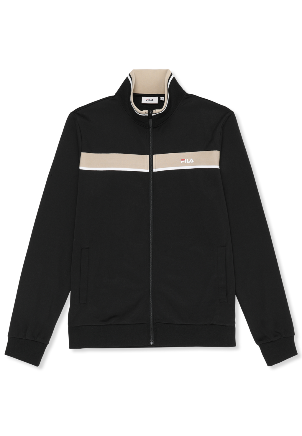 Veste De Survêtement À Bandes Classique - Noir-Poivre Blanc