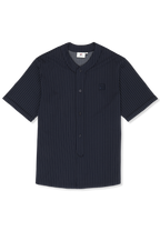Chemise De Baseball À Fines Rayures Décontractée - Iris Noir / Aigrette Rayé