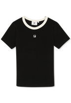 T-Shirt Côtelé À Logo Slim - Noir