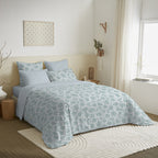 Pack Complet Imprimé (Housse De Couette + Taie(s) + Drap Housse) - 100% Coton 57 Fils - Agathe Celadon