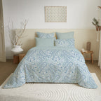 Pack Complet Imprimé (Housse De Couette + Taie(s) + Drap Housse) - 100% Coton 57 Fils - Cashemire Bleu