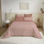 Pack Complet Imprimé (Housse De Couette + Taie(s) + Drap Housse) - 100% Coton 57 Fils - Celeste Pêche