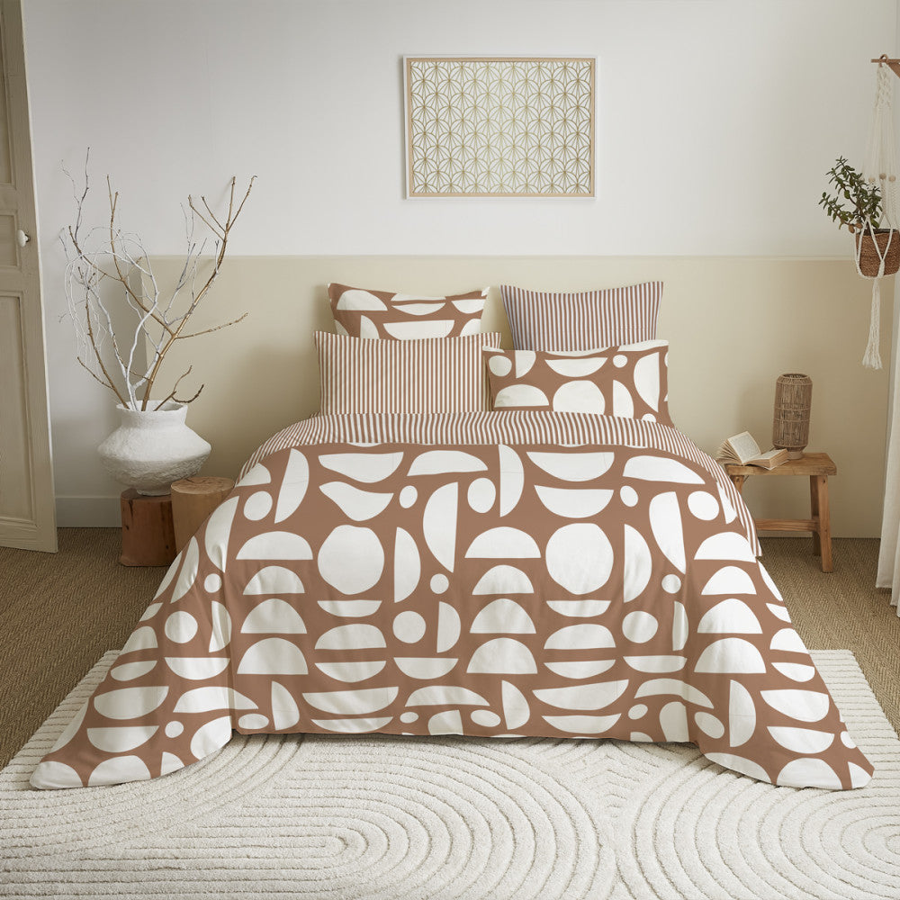 Pack Complet Imprimé (Housse De Couette + Taie(s) + Drap Housse) - 100% Coton 57 Fils - Mykonos Syenne
