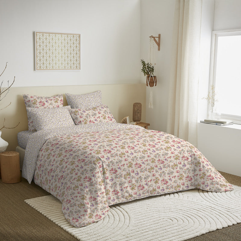 Pack Complet Imprimé (Housse De Couette + Taie(s) + Drap Housse) - 100% Coton 57 Fils - Tanya Multicolore