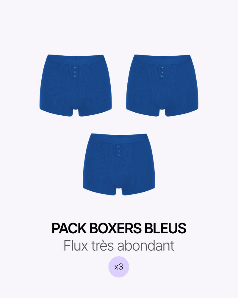 Pack Trio Boxer Maille Bleu