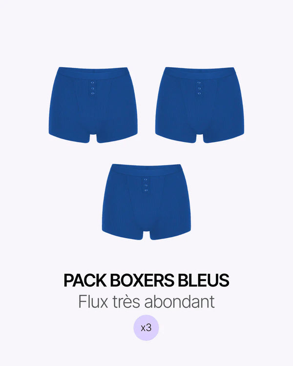 Pack Trio Boxer Maille Bleu