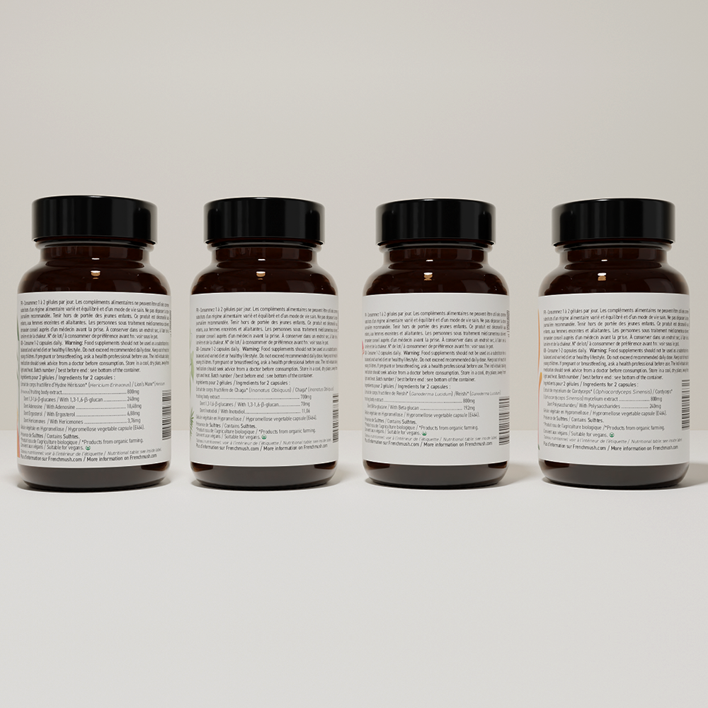 French Mush compléments alimentaires à base d'extraits de champignons médicinaux biologiques fabriqués en France Le pack French Mush Gélules Bio - gélules -