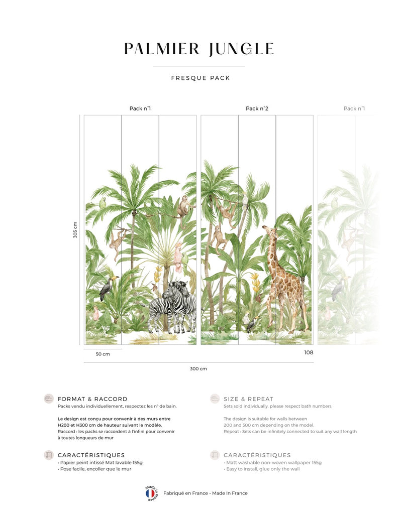 Fresque Palmier Jungle - Palm Green