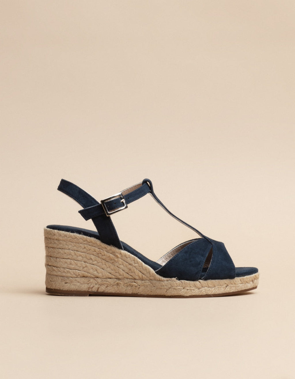 Espadrilles Mi-Talon Palombaggia - Cuir Daim Marine - Femme
