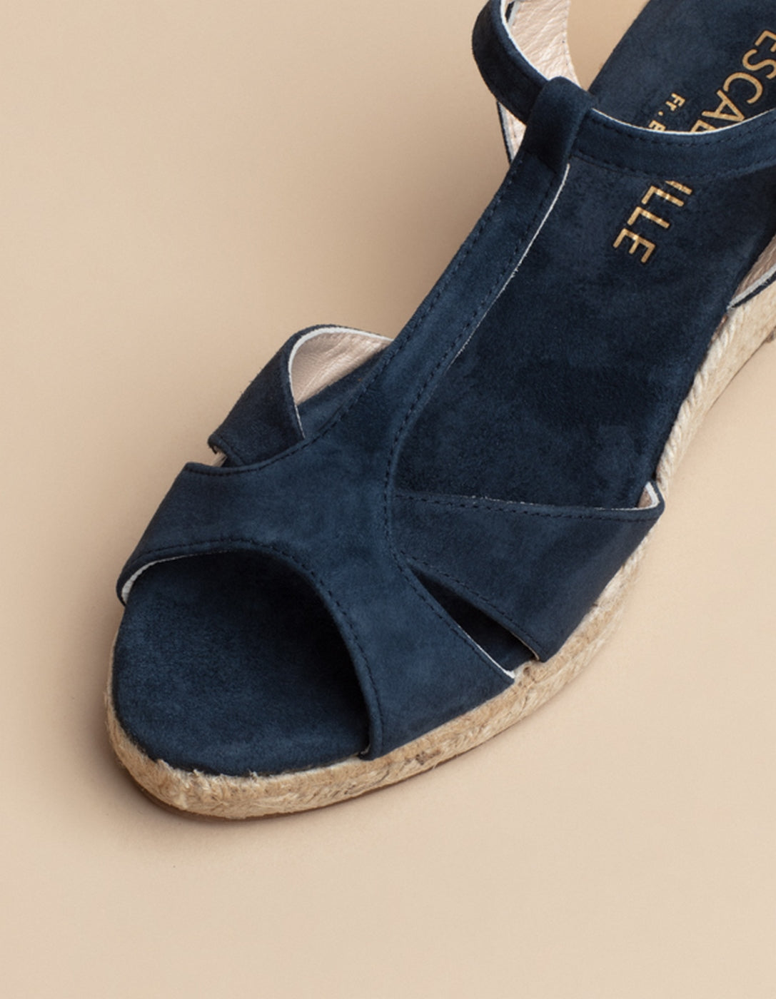 Espadrilles Mi-Talon Palombaggia - Cuir Daim Marine - Femme