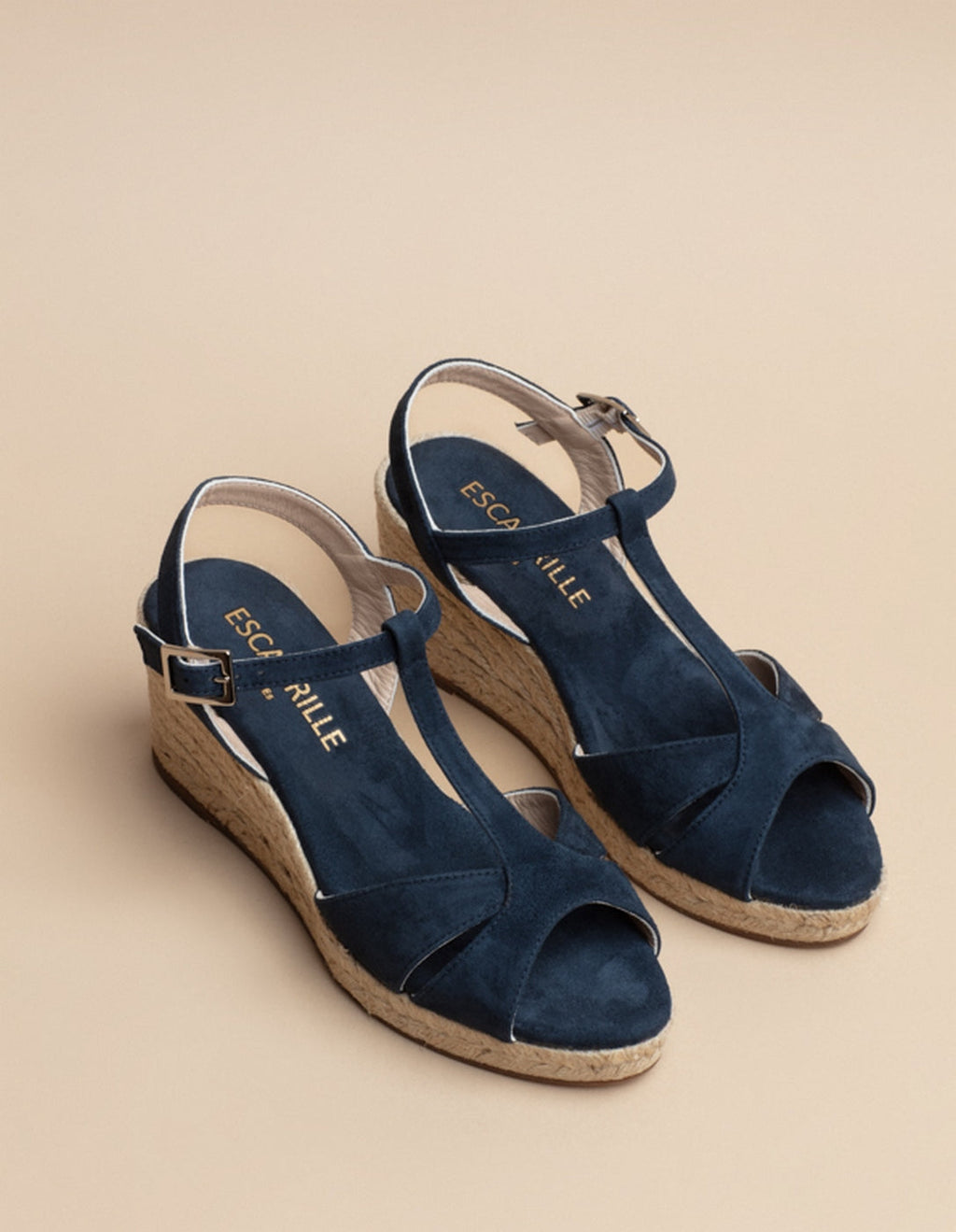 Espadrilles Mi-Talon Palombaggia - Cuir Daim Marine - Femme