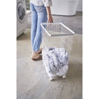 Panier À Linge À Roulettes En Métal H56.5cm - Blanc
