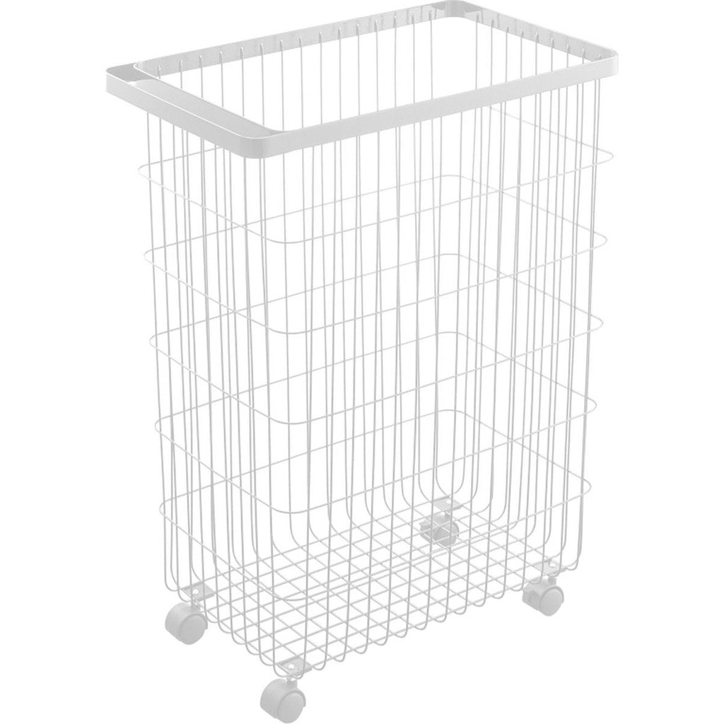 Panier À Linge À Roulettes En Métal H56.5cm - Blanc