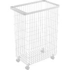 Panier À Linge À Roulettes En Métal H56.5cm - Blanc