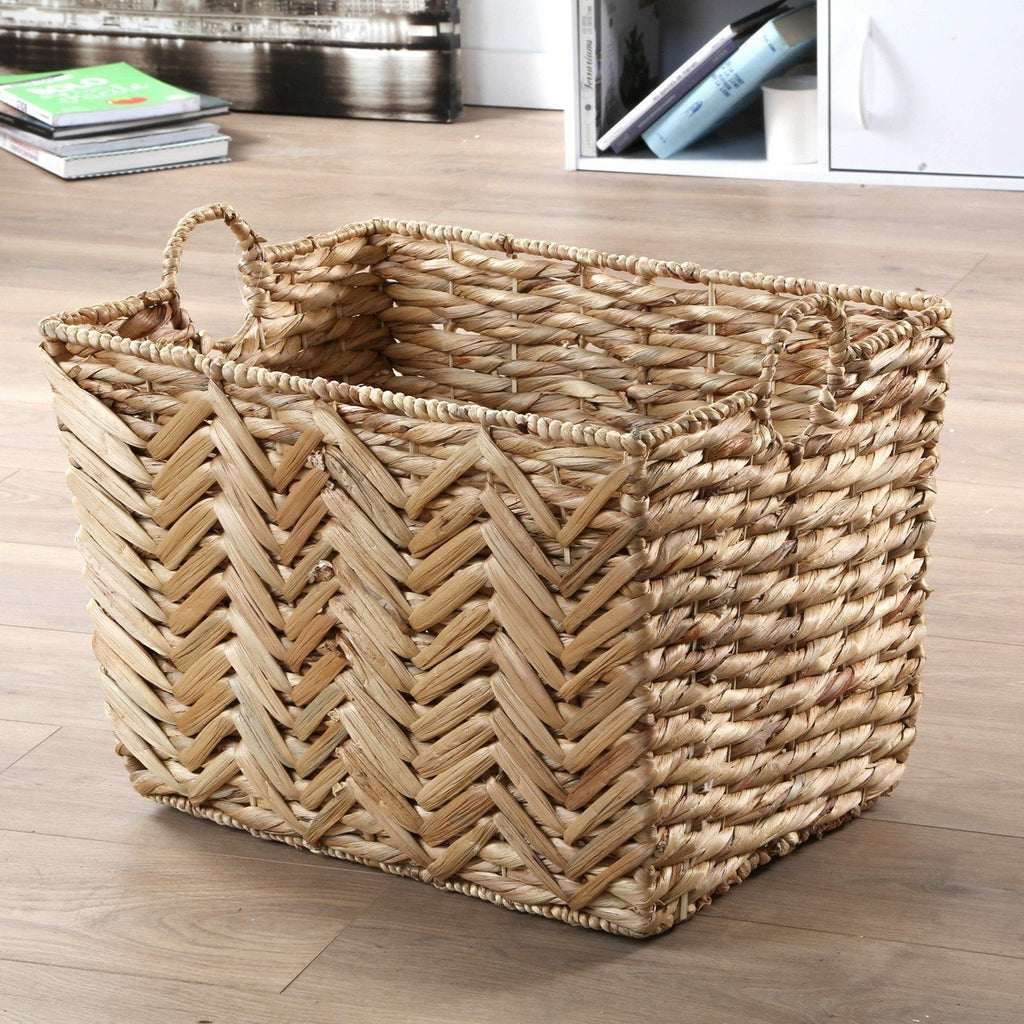 Panier Haut En Jacinthe D'Eau Grand Modèle - L52xH37cm - Beige