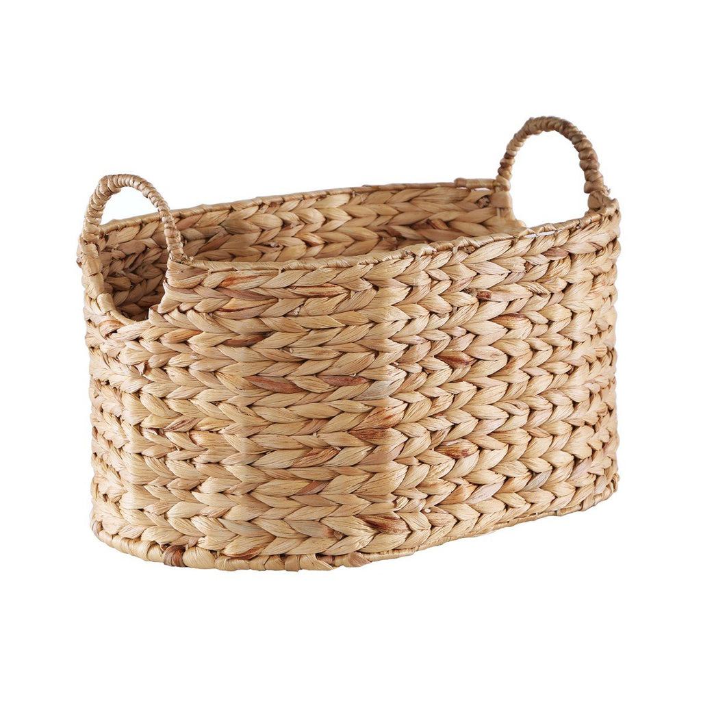 Panier Moyen En Jacinthe D'Eau Avec Poignées - H23 cm - Beige