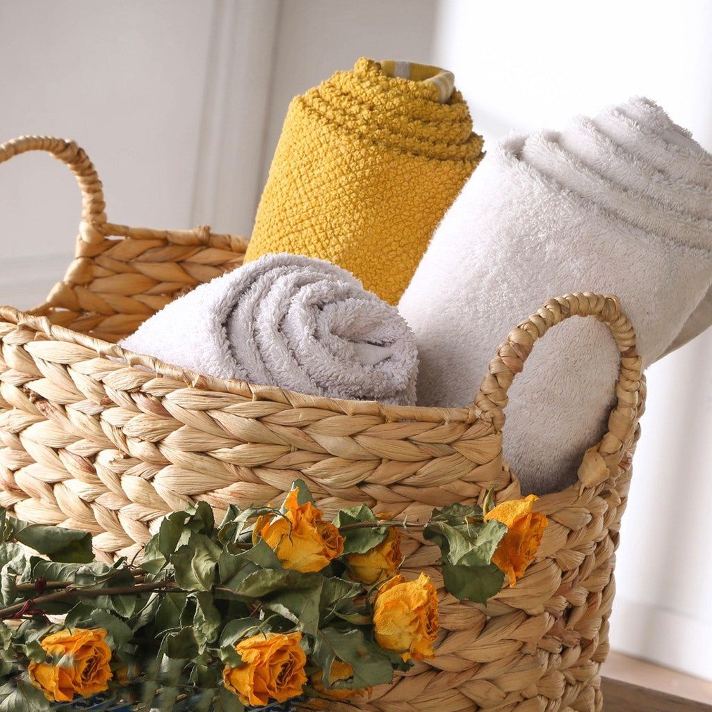 Panier Moyen En Jacinthe D'Eau Avec Poignées - H23 cm - Beige