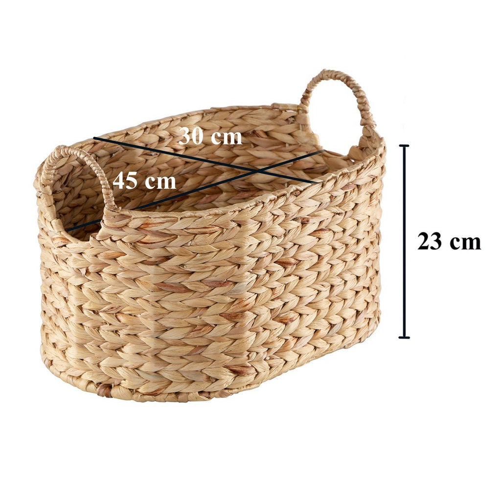 Panier Moyen En Jacinthe D'Eau Avec Poignées - H23 cm - Beige