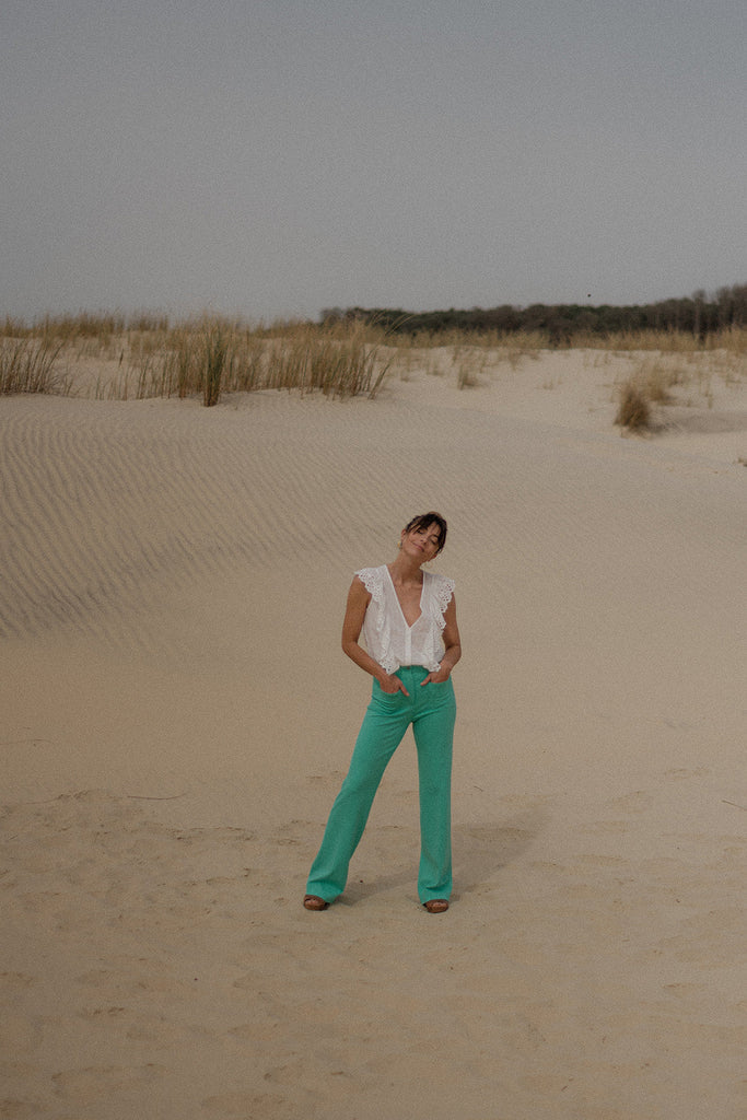 Pantalon Goya Opal - Vert D'Eau - Plume Paris - The Bradery