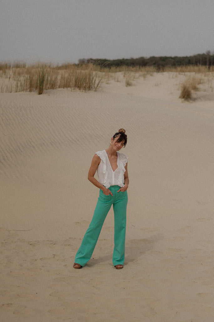 Pantalon Goya Opal - Vert D'Eau - Plume Paris - The Bradery