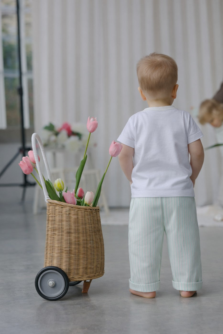 Pantalon Paul Rayé - Bébé Garçon - Ecru & Mint