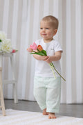Pantalon Paul Rayé - Bébé Garçon - Ecru & Mint