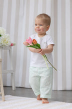 Pantalon Paul Rayé - Bébé Garçon - Ecru & Mint