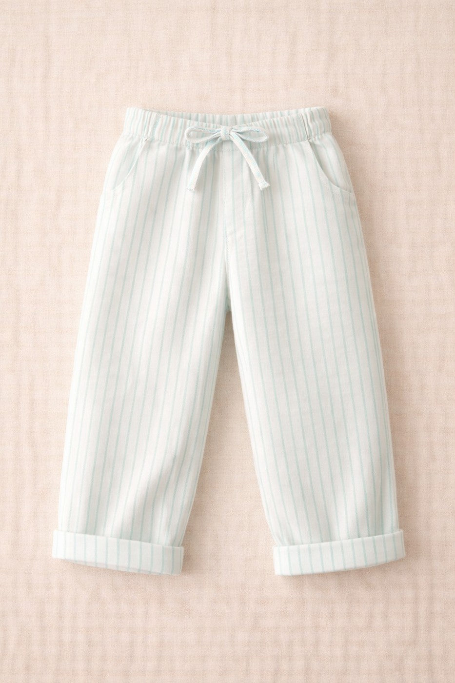 Pantalon Paul Rayé - Enfant Garçon - Ecru & Mint