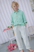 Pantalon Paul Rayé - Enfant Garçon - Ecru & Mint