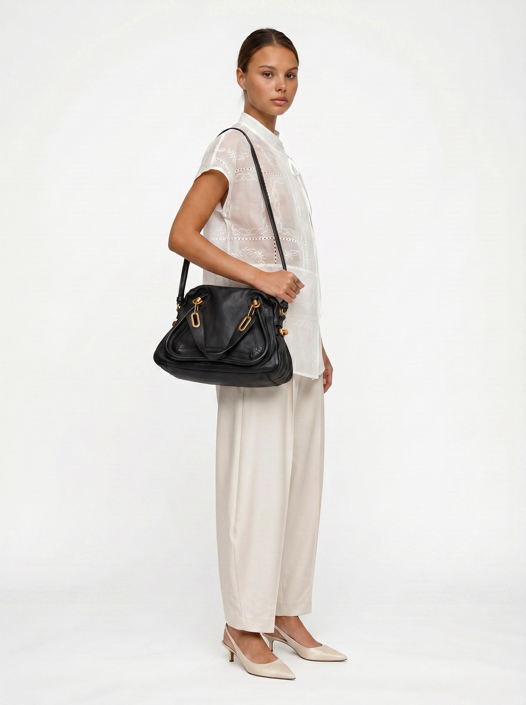 Chloé Paraty Medium Cuir Grainé Noir