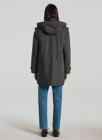 Parka En Tissu Technique Grise - Gris, Micro Dessin - De Fursac - The Bradery