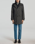 Parka En Tissu Technique Grise - Gris, Micro Dessin - De Fursac - The Bradery