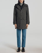 Parka En Tissu Technique Grise - Gris, Micro Dessin - De Fursac - The Bradery