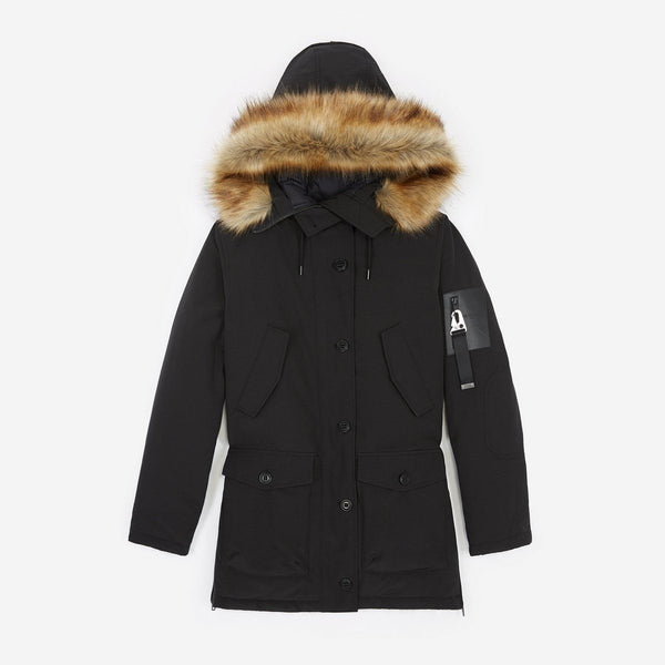 The Kooples - Parka Nylon Longue Noire Capuche - Femme